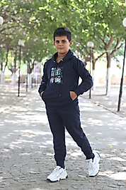 Kapüşonlu Kanguru Cepli Future Baskılı Eşofman Takımı/Lacivert