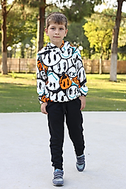 Emoji Desenli Kapüşonlu Unısex Çocuk Eşofman Takımı